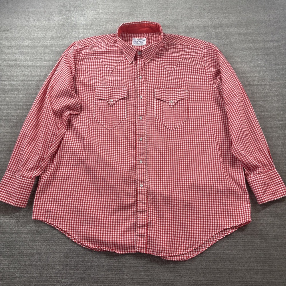 Vintage Rockmount Ranch Wear Mens 2XL Red Gingham Pearl Snap Western Shirt